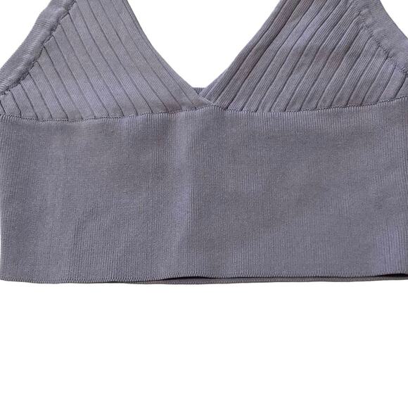 Zara Purple Crop Tank Top Small Stretch Fabric Deep V-neck Thin Shoulder Straps - Picture 3 of 12